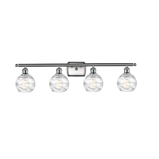 Innovations Athens Deco Swirl 36in 4-Light Bath Vanity Light | Industrial Modern Brushed Satin Nickel and Clear Deco Swirl | Model 516-4W-SN-G1213-6CL