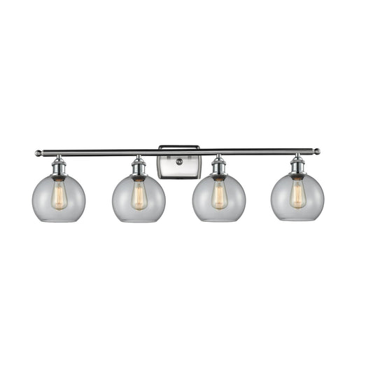 Innovations Athens 38in 4-Light Bath Vanity Light | Modern Farmhouse Brushed Satin Nickel and Clear Basket Weave Glass | Model 516-4W-SN-G122C-8CL