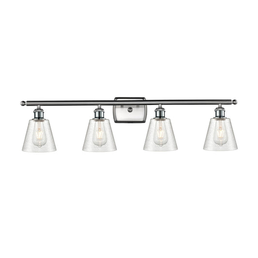 Innovations Caton 36in 4-Light Bath Vanity Light | Art Nouveau Brushed Satin Nickel Steel and Frosted Glass | Bathroom Vanity | 36 | Model 516-4W-SN-G454