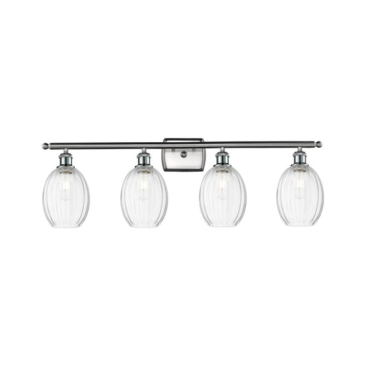 Innovations Preston Bulb 36in 4-Light Bath Vanity Light | Industrial Brushed Satin Nickel and Clear Glass | Kitchen & Bathroom | Model 516-4W-SN-G459-6CL