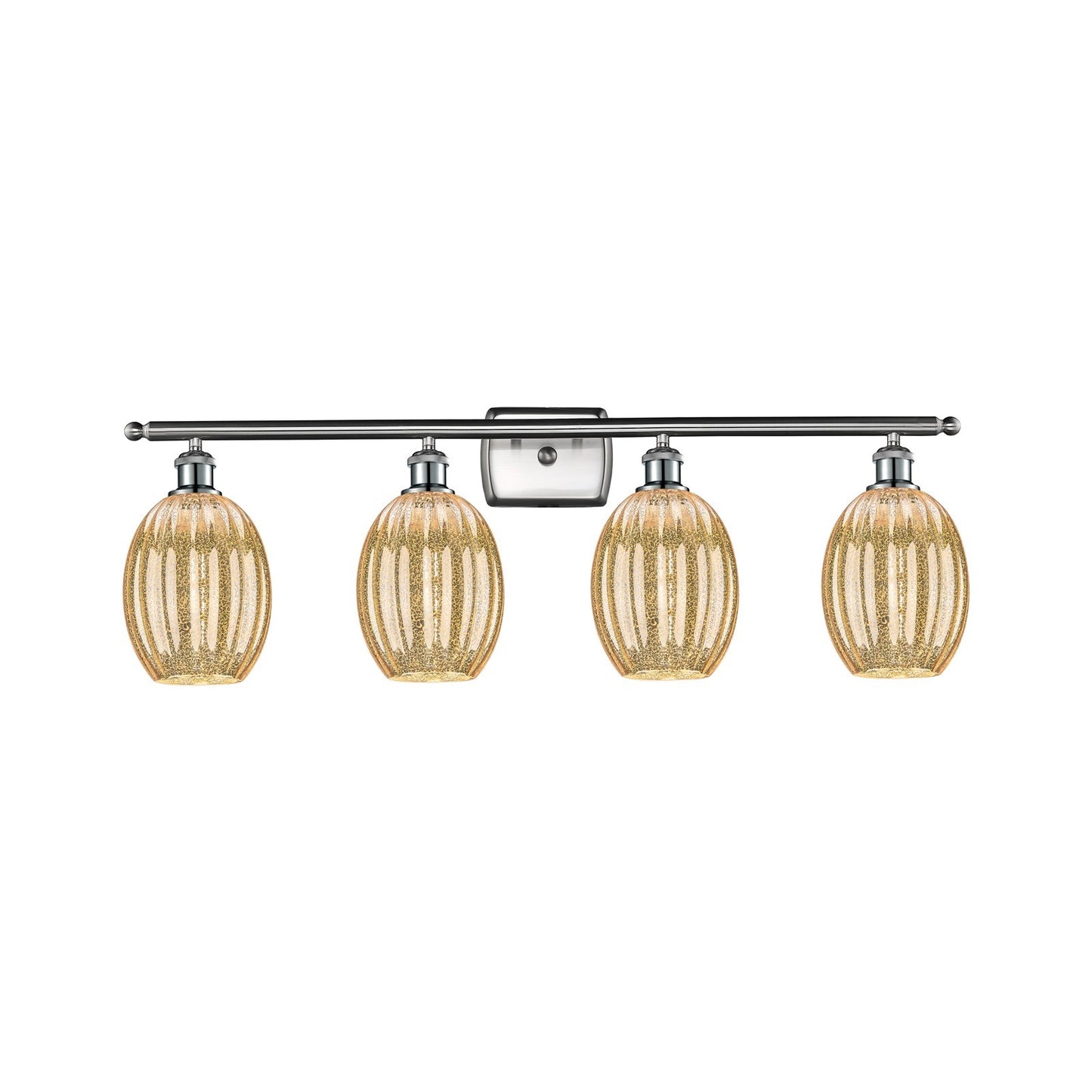Innovations Preston Bulb 36in 4-Light Bath Vanity Light | Industrial Brushed Satin Nickel and Mercury Glass | Bathroom Vanity | Model 516-4W-SN-G459-6ME
