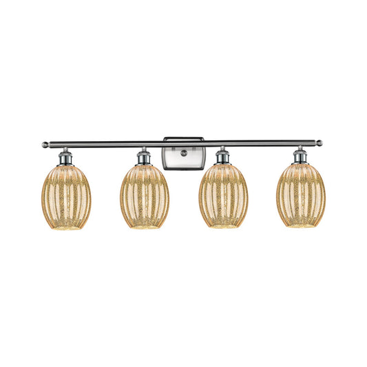 Innovations Preston Bulb 36in 4-Light Bath Vanity Light | Industrial Brushed Satin Nickel and Mercury Glass | Bathroom Vanity | Model 516-4W-SN-G459-6ME