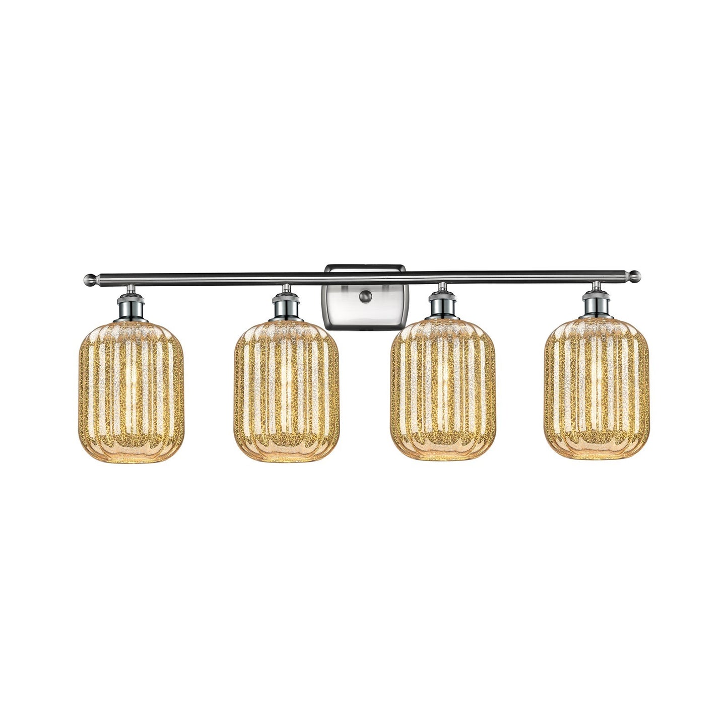 Innovations Preston Cylinder 37in 4-Light Bath Vanity Light | Industrial Brushed Satin Nickel and Mercury Glass | Bathroom | Model 516-4W-SN-G460-7ME
