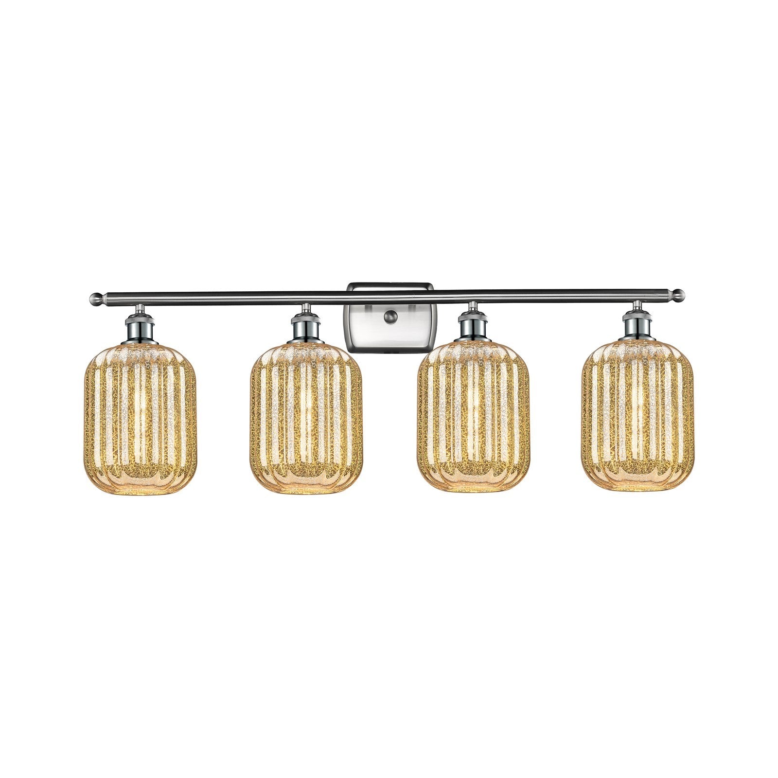 Innovations Preston Cylinder 37in 4-Light Bath Vanity Light | Industrial Brushed Satin Nickel and Mercury Glass | Bathroom | Model 516-4W-SN-G460-7ME