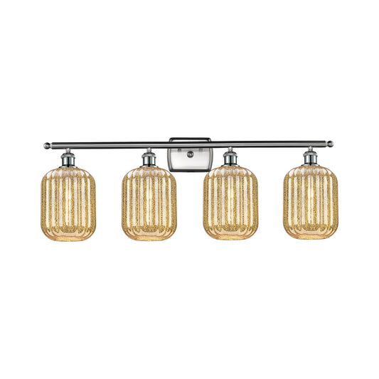 Innovations Preston Cylinder 37in 4-Light Bath Vanity Light | Industrial Brushed Satin Nickel and Mercury Glass | Bathroom | Model 516-4W-SN-G460-7ME