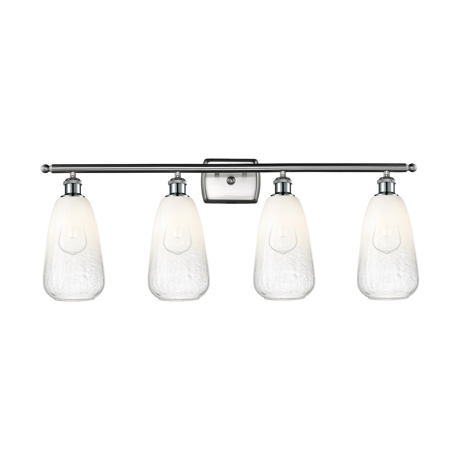 Innovations Brookhaven Almond 36in 4-Light Bath Vanity Light | Industrial Brushed Satin Nickel and Opal Glass | Bathroom Vanity | Model 516-4W-SN-G480-6OP