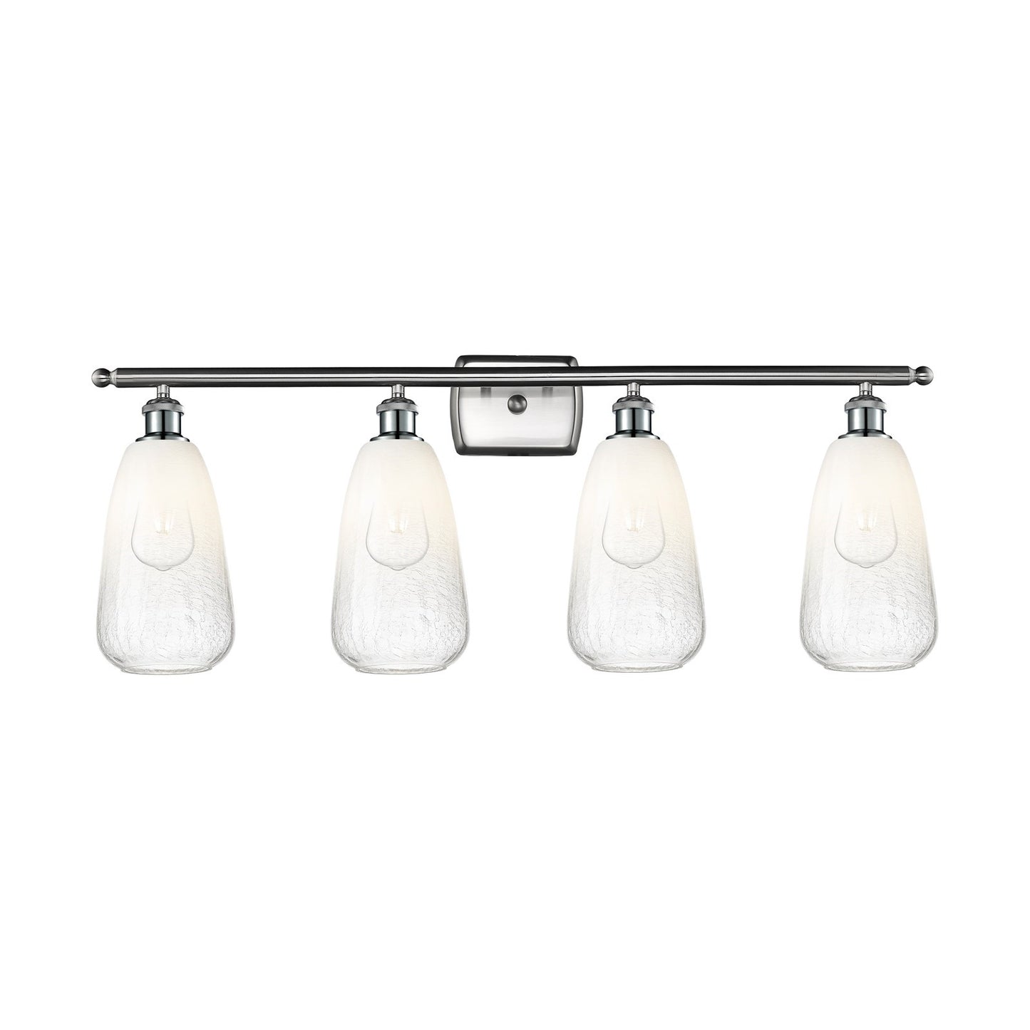 Innovations Brookhaven Almond 36in 4-Light Bath Vanity Light | Industrial Brushed Satin Nickel and Opal Glass | Bathroom Vanity | Model 516-4W-SN-G480-6OP