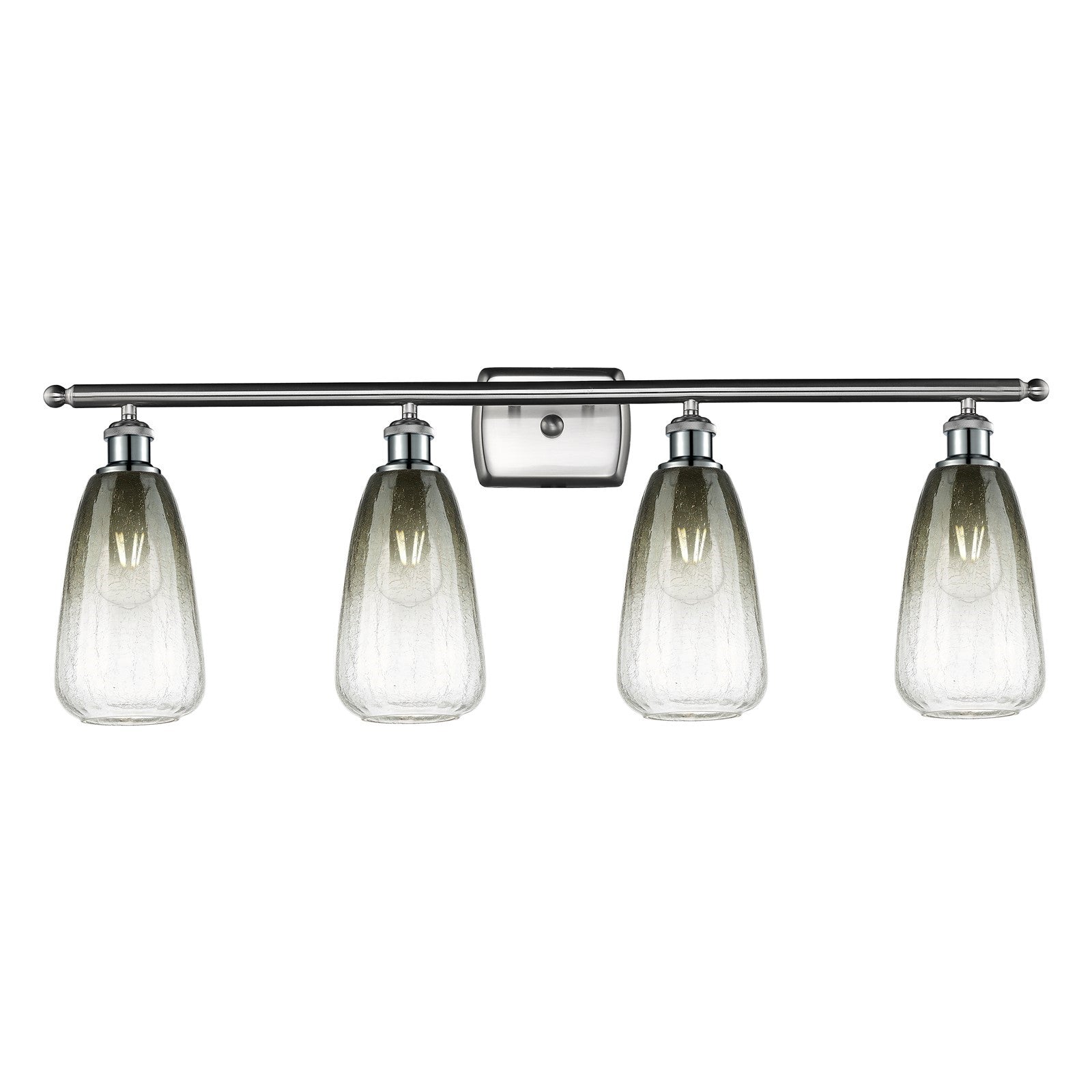 Innovations Brookhaven Almond 36in 4-Light Bath Vanity Light | Industrial Brushed Satin Nickel and Slate Glass | Bathroom | Model 516-4W-SN-G480-6SL