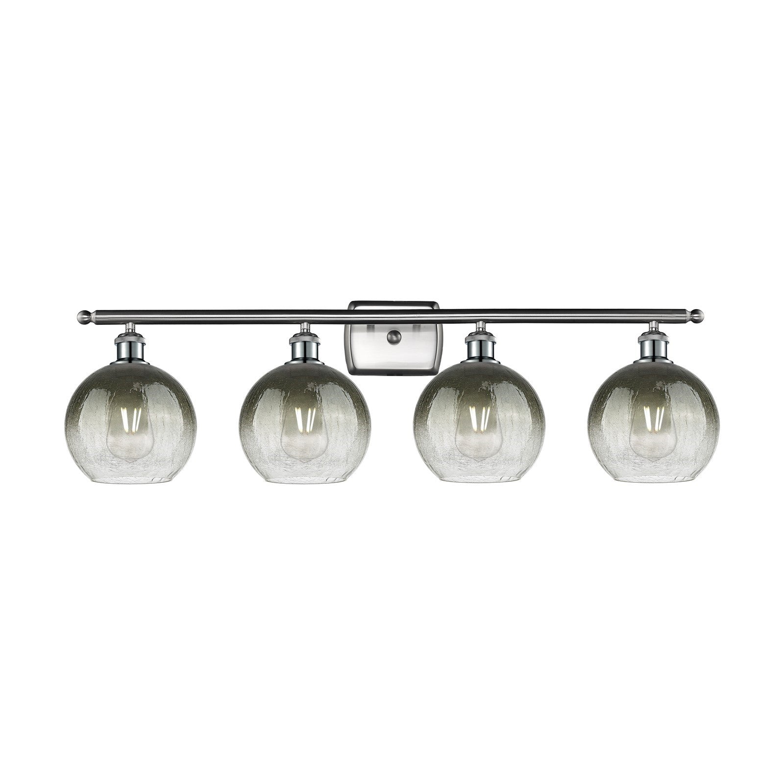 Innovations Brookhaven Globe 38in 4-Light Bath Vanity Light | Industrial Brushed Satin Nickel and Slate Glass | Bathroom Vanity | Model 516-4W-SN-G483-8SL