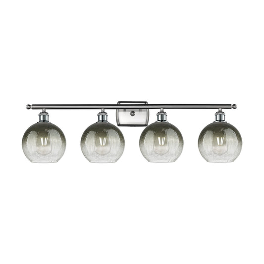 Innovations Brookhaven Globe 38in 4-Light Bath Vanity Light | Industrial Brushed Satin Nickel and Slate Glass | Bathroom Vanity | Model 516-4W-SN-G483-8SL