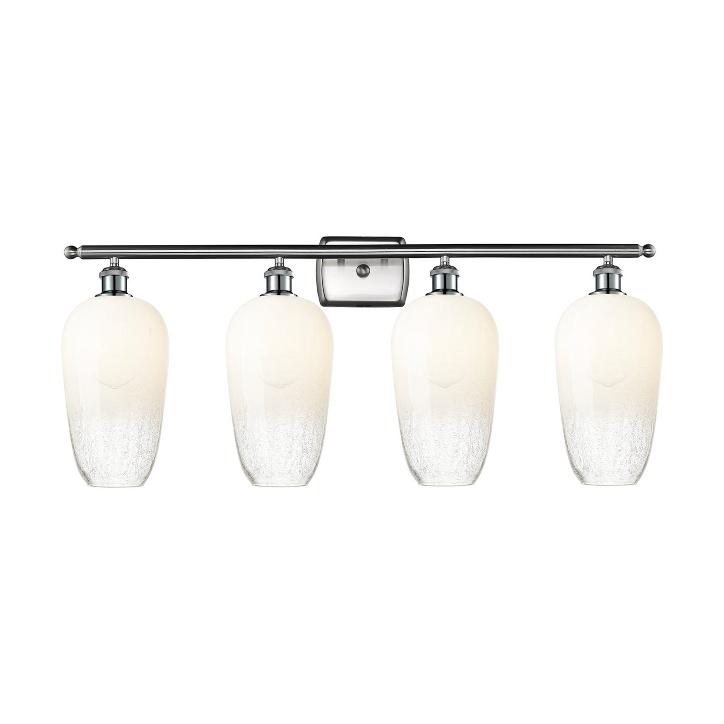 Innovations Brookhaven Flute 37in 4-Light Bath Vanity Light | Industrial Brushed Satin Nickel and Opal Glass | Bathroom Vanity | Model 516-4W-SN-G484-7OP