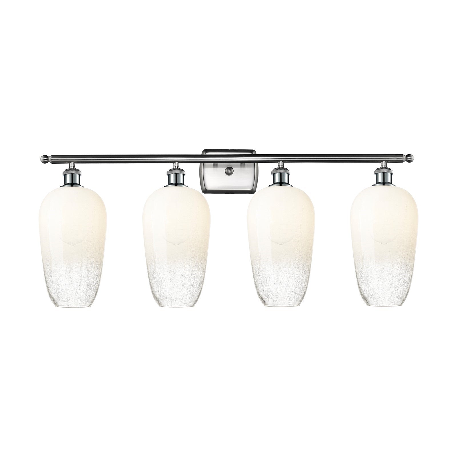 Innovations Brookhaven Flute 37in 4-Light Bath Vanity Light | Industrial Brushed Satin Nickel and Opal Glass | Bathroom Vanity | Model 516-4W-SN-G484-7OP