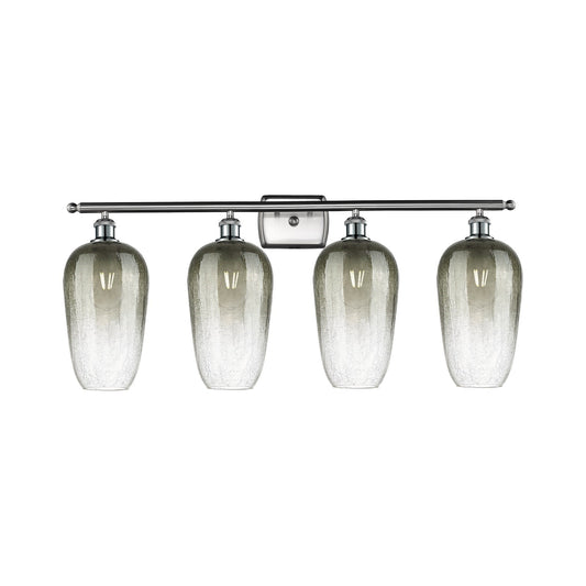 Innovations Brookhaven Flute 37in 4-Light Bath Vanity Light | Industrial Brushed Satin Nickel and Slate Glass | Bathroom Vanity | Model 516-4W-SN-G484-7SL