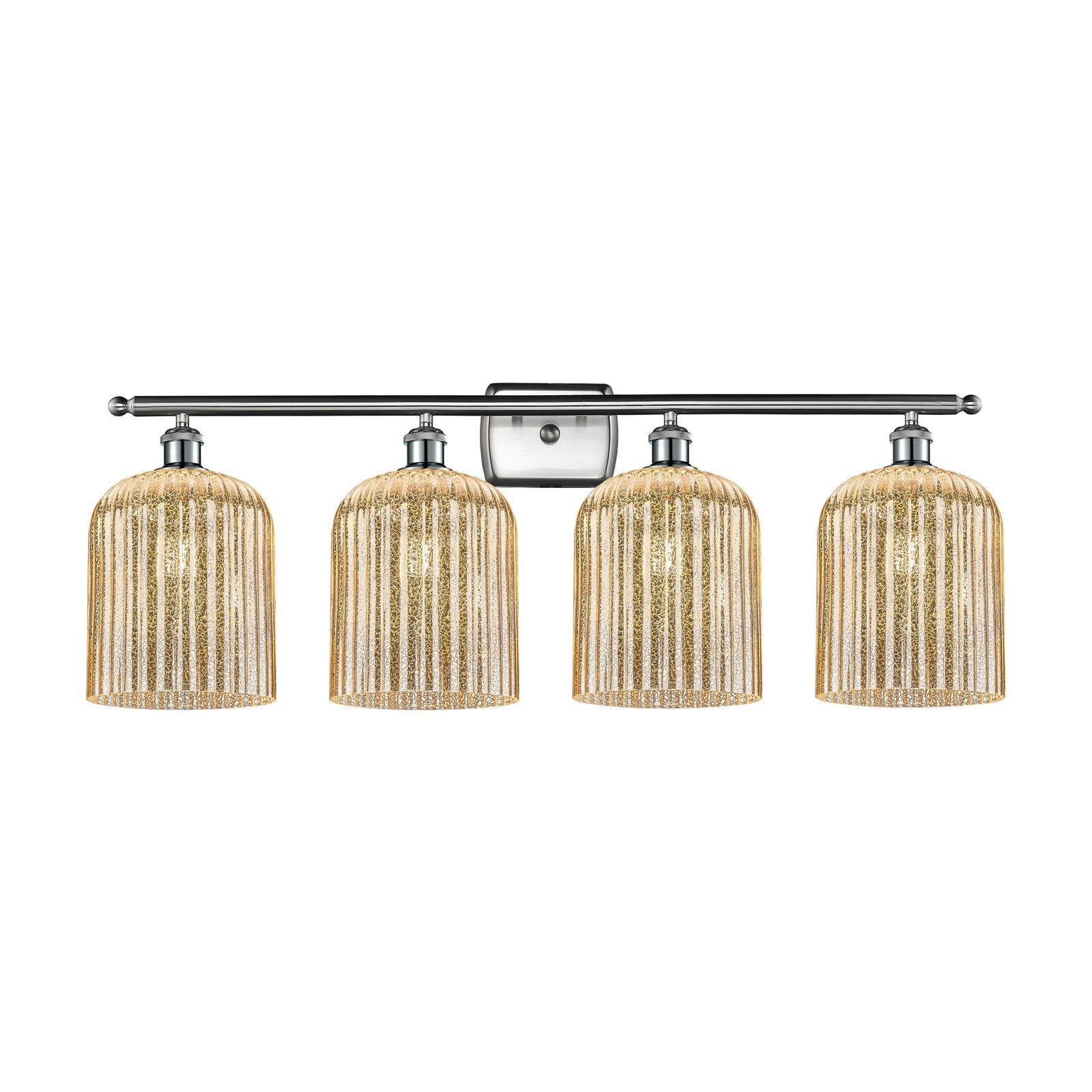 Innovations Bridal Veil 35in 4-Light Bath Vanity Light | Art Nouveau Industrial Brushed Satin Nickel and Mercury Ribbed Glass | Model 516-4W-SN-G559-8ME