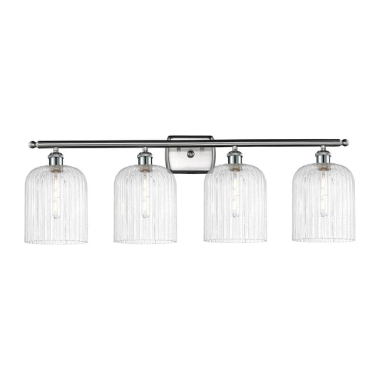 Innovations Bridal Veil 35in 4-Light Bath Vanity Light | Industrial Art Nouveau Brushed Satin Nickel and Seedy Glass | Model 516-4W-SN-G559-8SDY