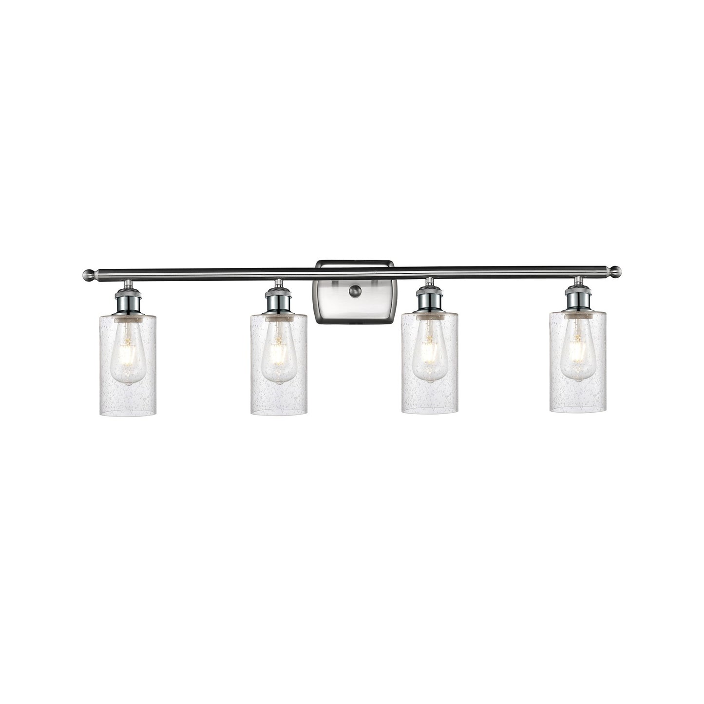 Innovations Clymer 34in 4-Light Bath Vanity Light | Art Nouveau Brushed Satin Nickel and Seedy Glass | Bathroom Vanity | 33.88 x | Model 516-4W-SN-G804