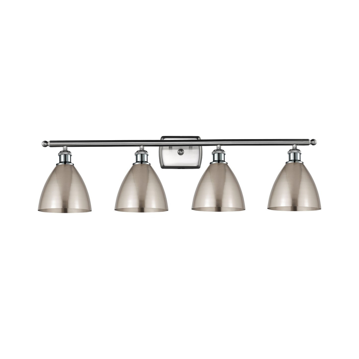 Innovations Bristol 38in 4-Light Bath Vanity Light | Industrial Farmhouse Brushed Satin Nickel Steel and Metal Shade | Model 516-4W-SN-MBD-75-SN