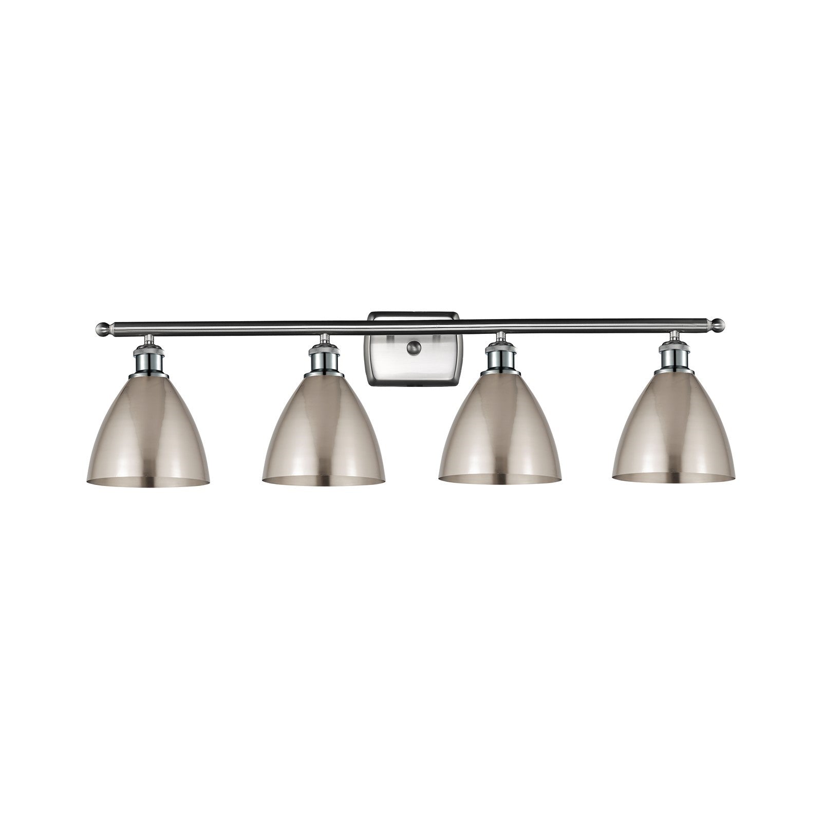 Innovations Bristol 38in 4-Light Bath Vanity Light | Industrial Farmhouse Brushed Satin Nickel Steel and Metal Shade | Model 516-4W-SN-MBD-75-SN