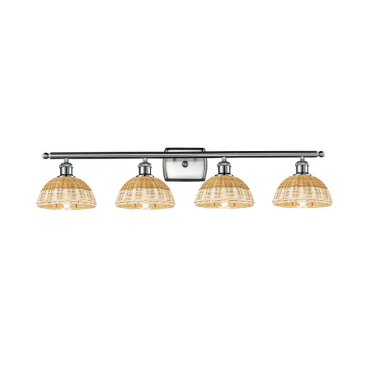Innovations Lighting Bristol Natural II 38in 4-Light Bath Vanity Light | Industrial Brushed Satin Nickel and Natural Fiber | Model 516-4W-SN-NBD2-75-NAT