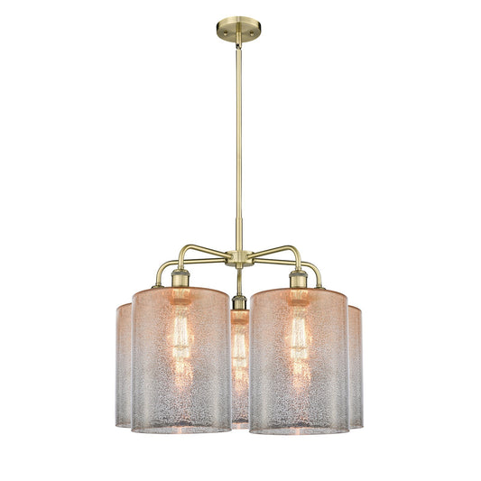 Innovations Cobbleskill 28in 5-Light Chandelier | Industrial Antique Brass and Mercury Glass | Dining Room & Living Room | 27.5 | Model 516-5CR-AB-G116-L