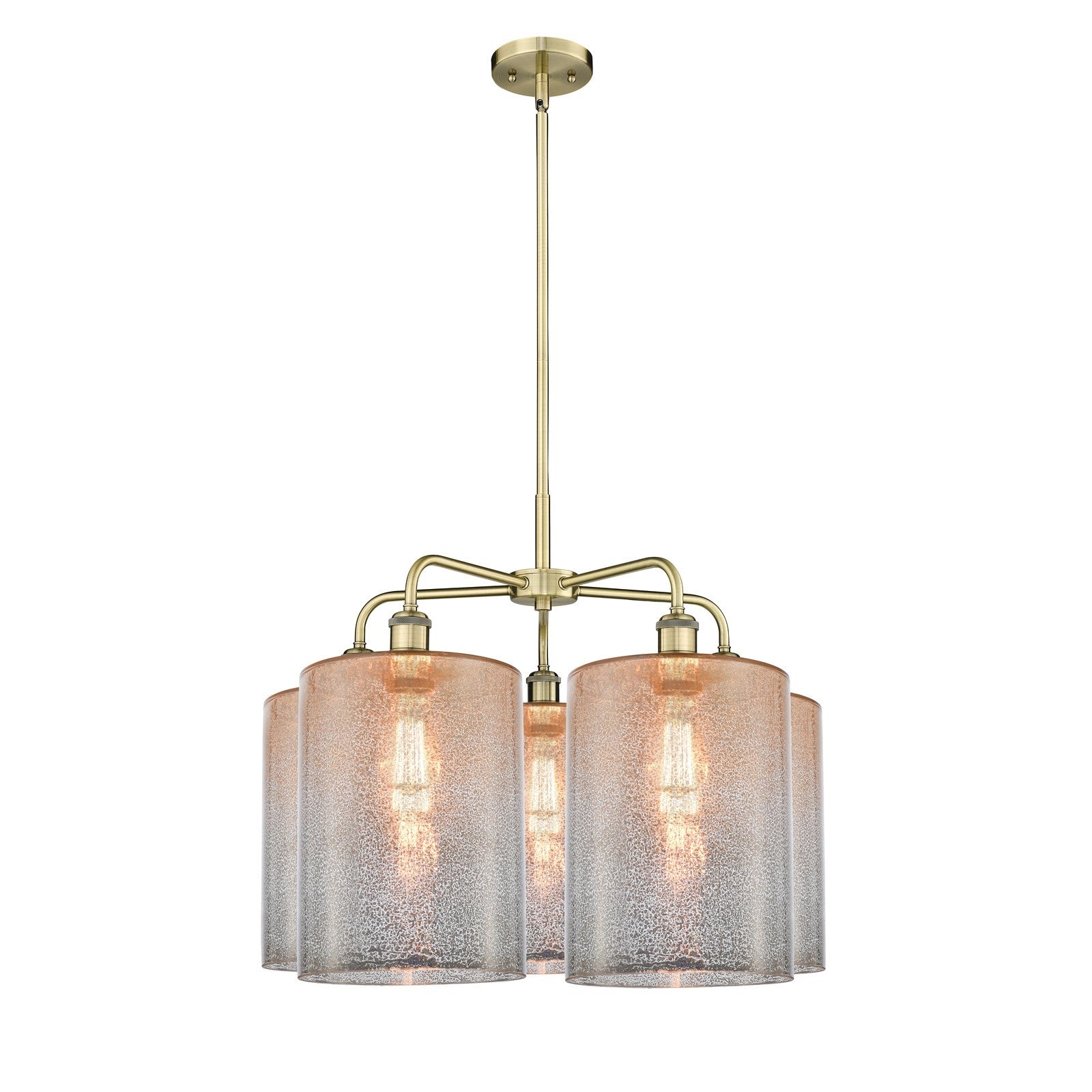Innovations Cobbleskill 28in 5-Light Chandelier | Industrial Antique Brass and Mercury Glass | Dining Room & Living Room | 27.5 | Model 516-5CR-AB-G116-L