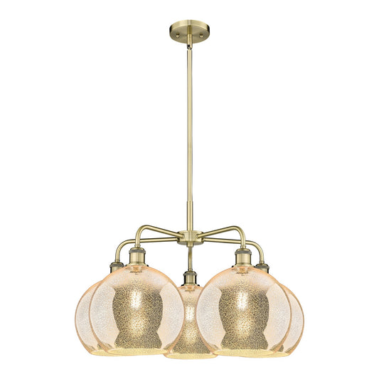 Innovations Athens 28in 5-Light Chandelier | Industrial Antique Brass and Mercury Glass | Kitchen Island & Dining Room | 28 x | Model 516-5CR-AB-G128-10
