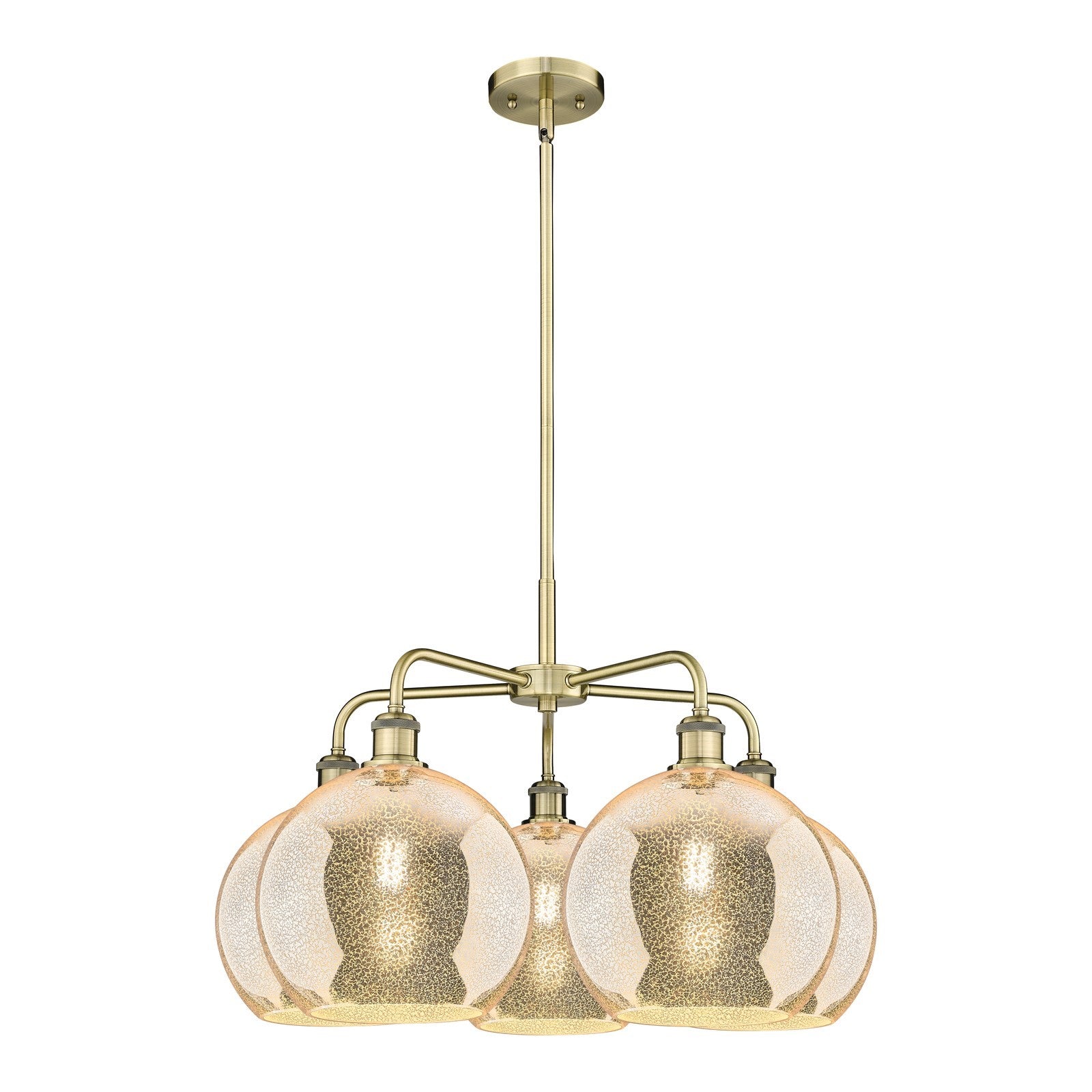 Innovations Athens 28in 5-Light Chandelier | Industrial Antique Brass and Mercury Glass | Kitchen Island & Dining Room | 28 x | Model 516-5CR-AB-G128-10