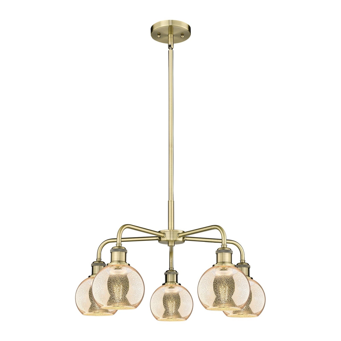 Innovations Athens 24in 5-Light Chandelier | Industrial Antique Brass and Mercury Glass | Dining Room & Living Room | 23.88 x | Model 516-5CR-AB-G128-6