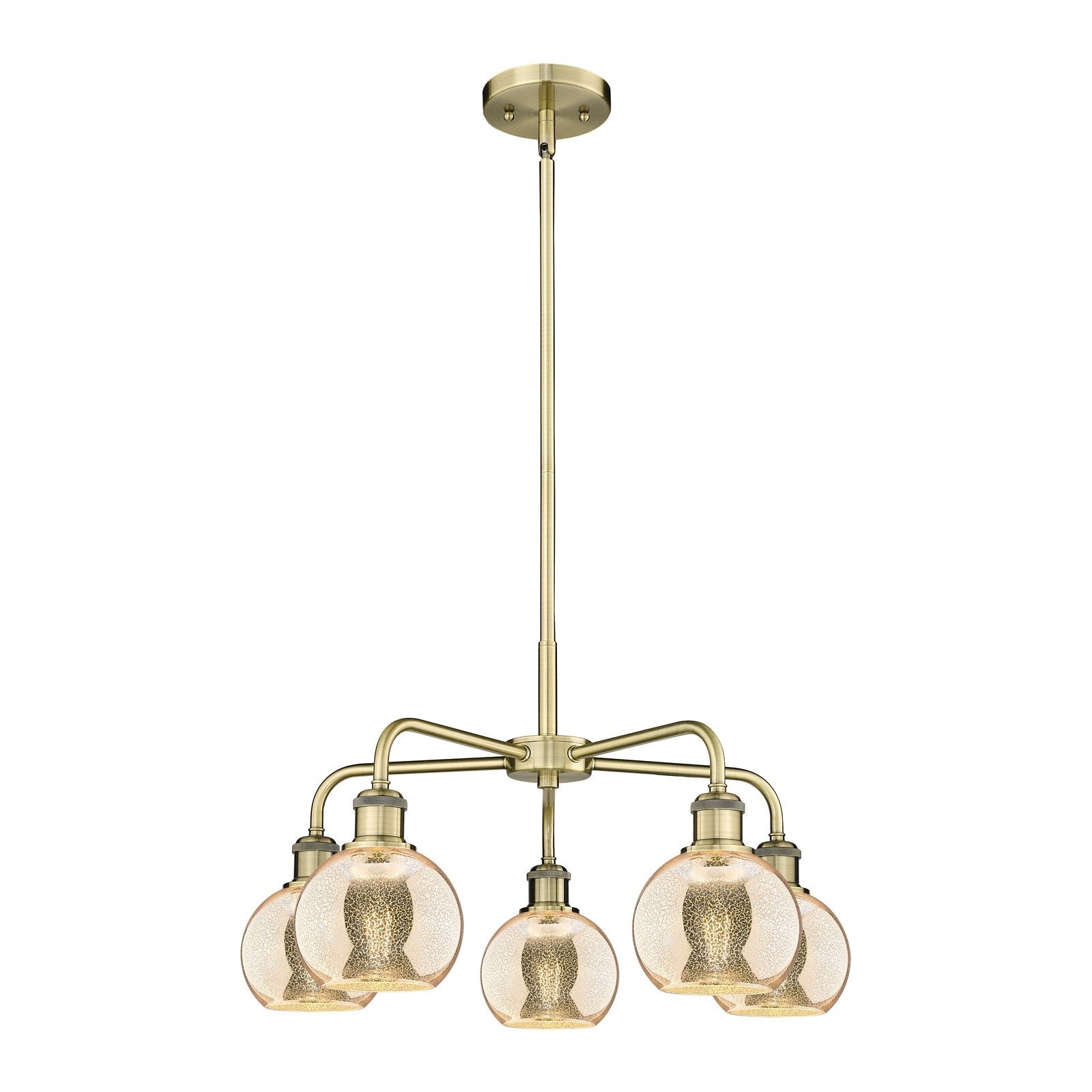 Innovations Athens 24in 5-Light Chandelier | Industrial Antique Brass and Mercury Glass | Dining Room & Living Room | 23.88 x | Model 516-5CR-AB-G128-6