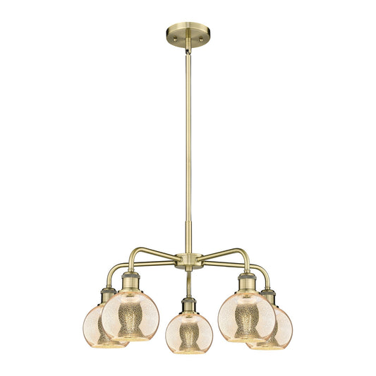 Innovations Athens 24in 5-Light Chandelier | Industrial Antique Brass and Mercury Glass | Dining Room & Living Room | 23.88 x | Model 516-5CR-AB-G128-6