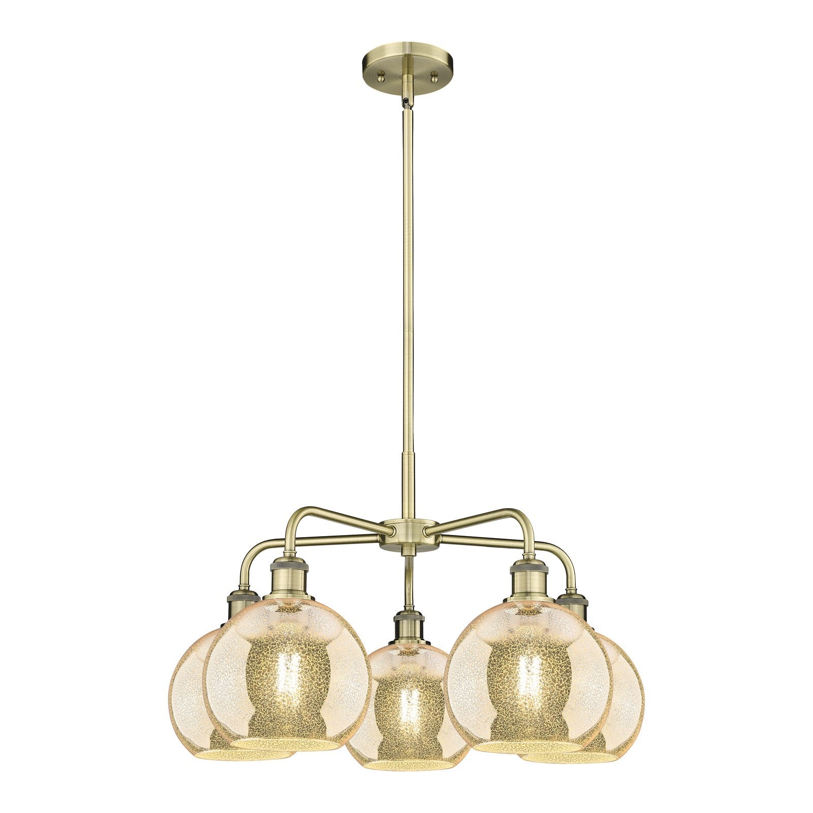 Innovations Athens 26in 5-Light Chandelier | Industrial Antique Brass and Mercury Glass | Dining Room & Living Room | 26 x 26 x | Model 516-5CR-AB-G128-8