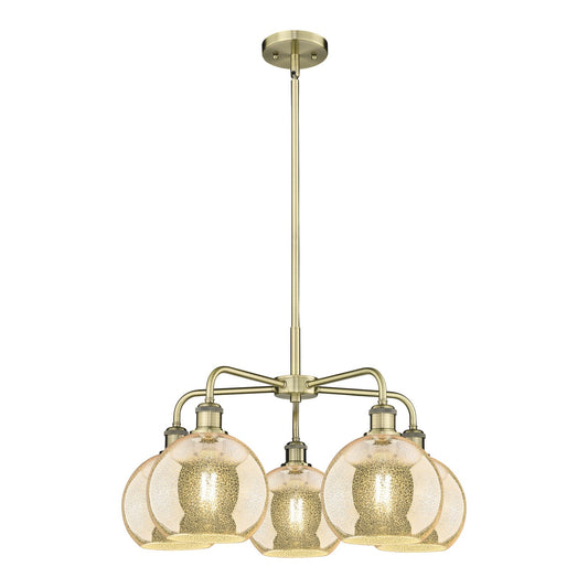 Innovations Athens 26in 5-Light Chandelier | Industrial Antique Brass and Mercury Glass | Dining Room & Living Room | 26 x 26 x | Model 516-5CR-AB-G128-8