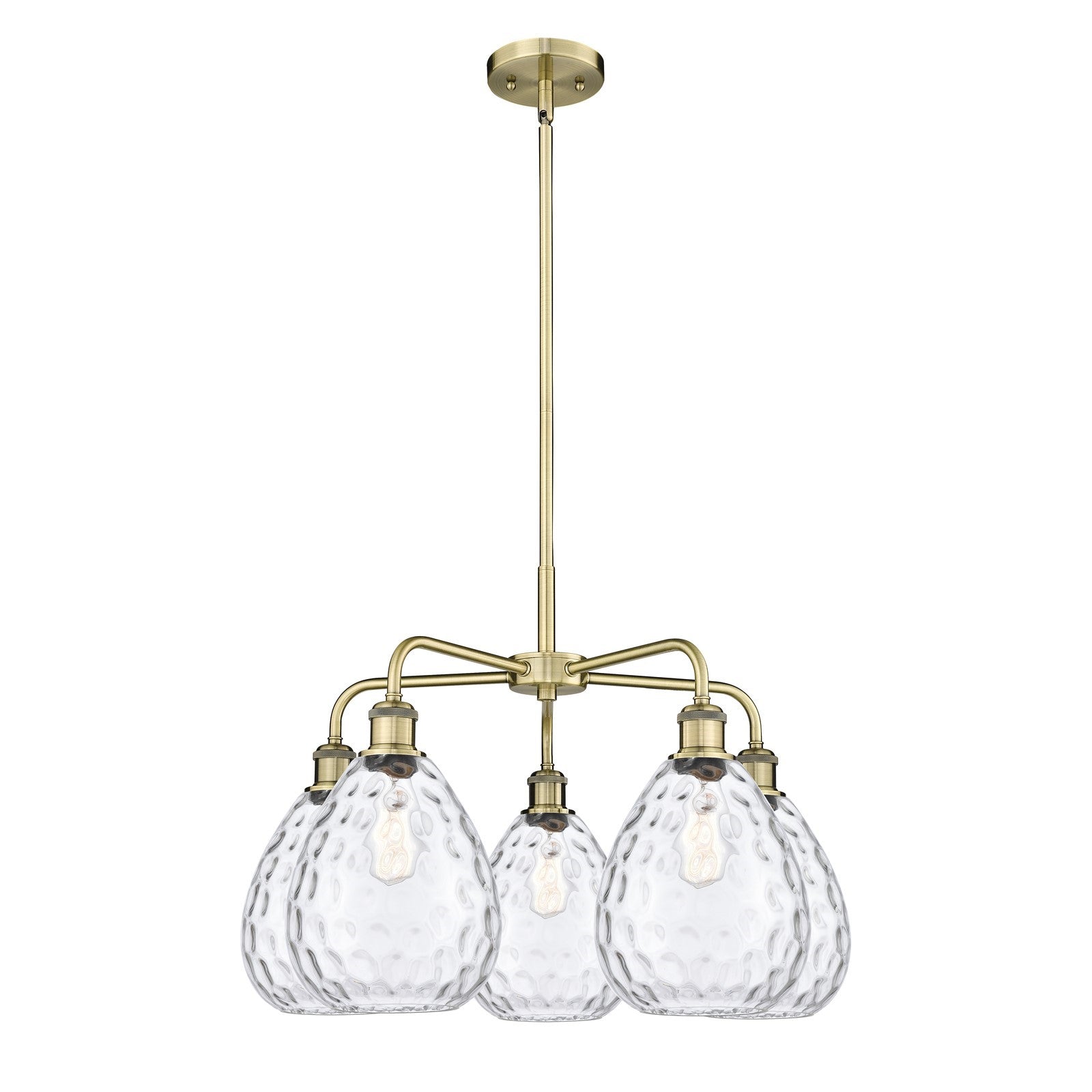 Innovations Waverly 26in 5-Light Chandelier | Industrial Antique Brass Steel and Clear Glass | Kitchen Island & Dining Room | 26 x | Model 516-5CR-AB-G372