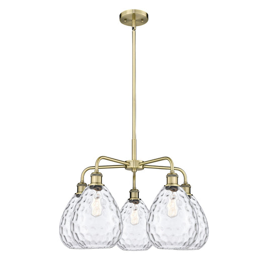Innovations Waverly 26in 5-Light Chandelier | Industrial Antique Brass Steel and Clear Glass | Kitchen Island & Dining Room | 26 x | Model 516-5CR-AB-G372