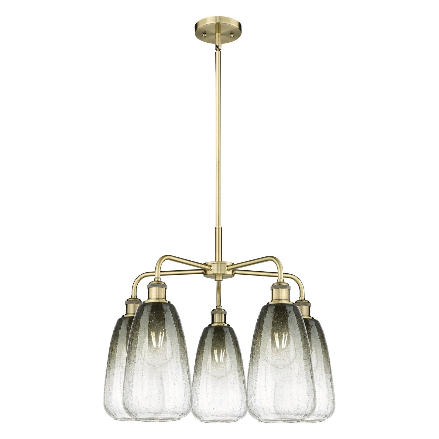 Innovations Brookhaven Almond 25in 5-Light Chandelier | Industrial Antique Brass Steel and Slate Glass | Dining Room & Kitchen | Model 516-5CR-AB-G480-6SL