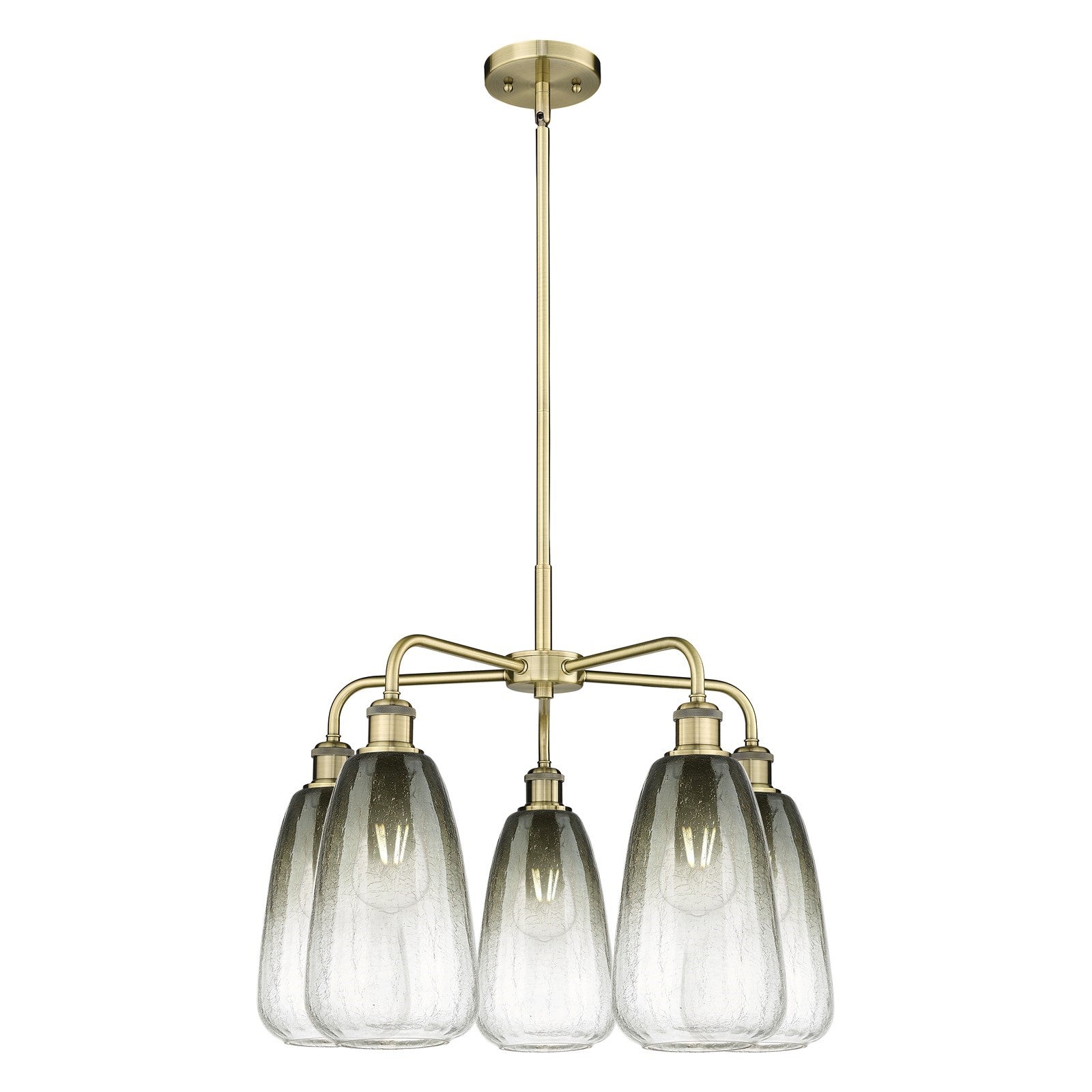 Innovations Brookhaven Almond 25in 5-Light Chandelier | Industrial Antique Brass Steel and Slate Glass | Dining Room & Kitchen | Model 516-5CR-AB-G480-6SL
