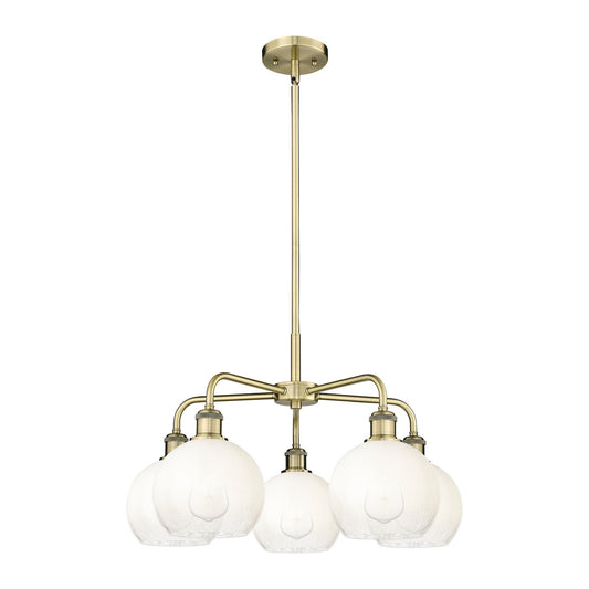 Innovations Brookhaven Globe 26in 5-Light Chandelier | Industrial Antique Brass and Opal Glass | Dining Room & Living Room | Model 516-5CR-AB-G483-8OP