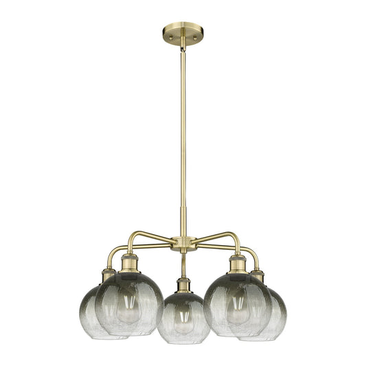 Innovations Brookhaven Globe 26in 5-Light Chandelier | Industrial Antique Brass Steel and Slate Glass | Dining Room & Living | Model 516-5CR-AB-G483-8SL