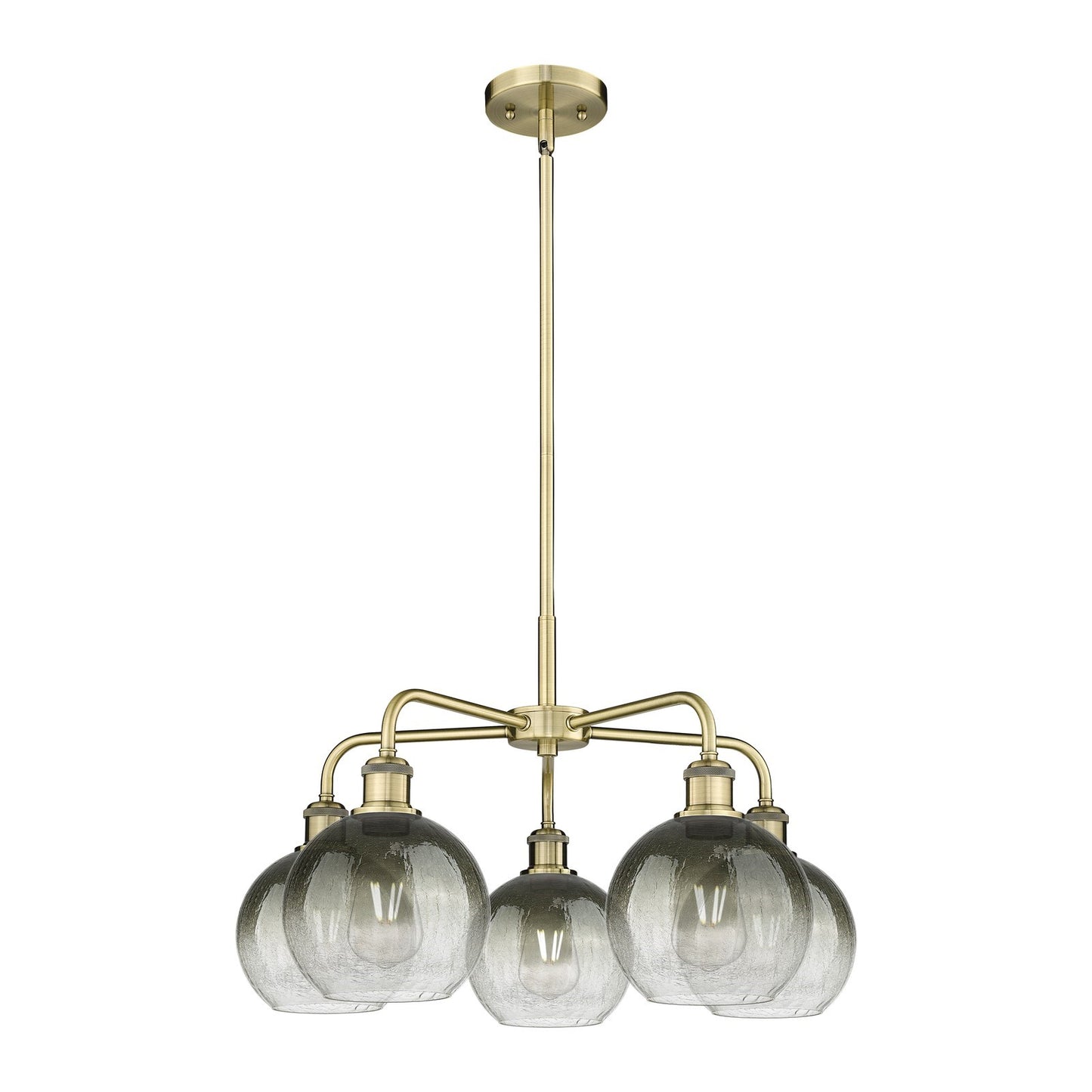 Innovations Brookhaven Globe 26in 5-Light Chandelier | Industrial Antique Brass Steel and Slate Glass | Dining Room & Living | Model 516-5CR-AB-G483-8SL