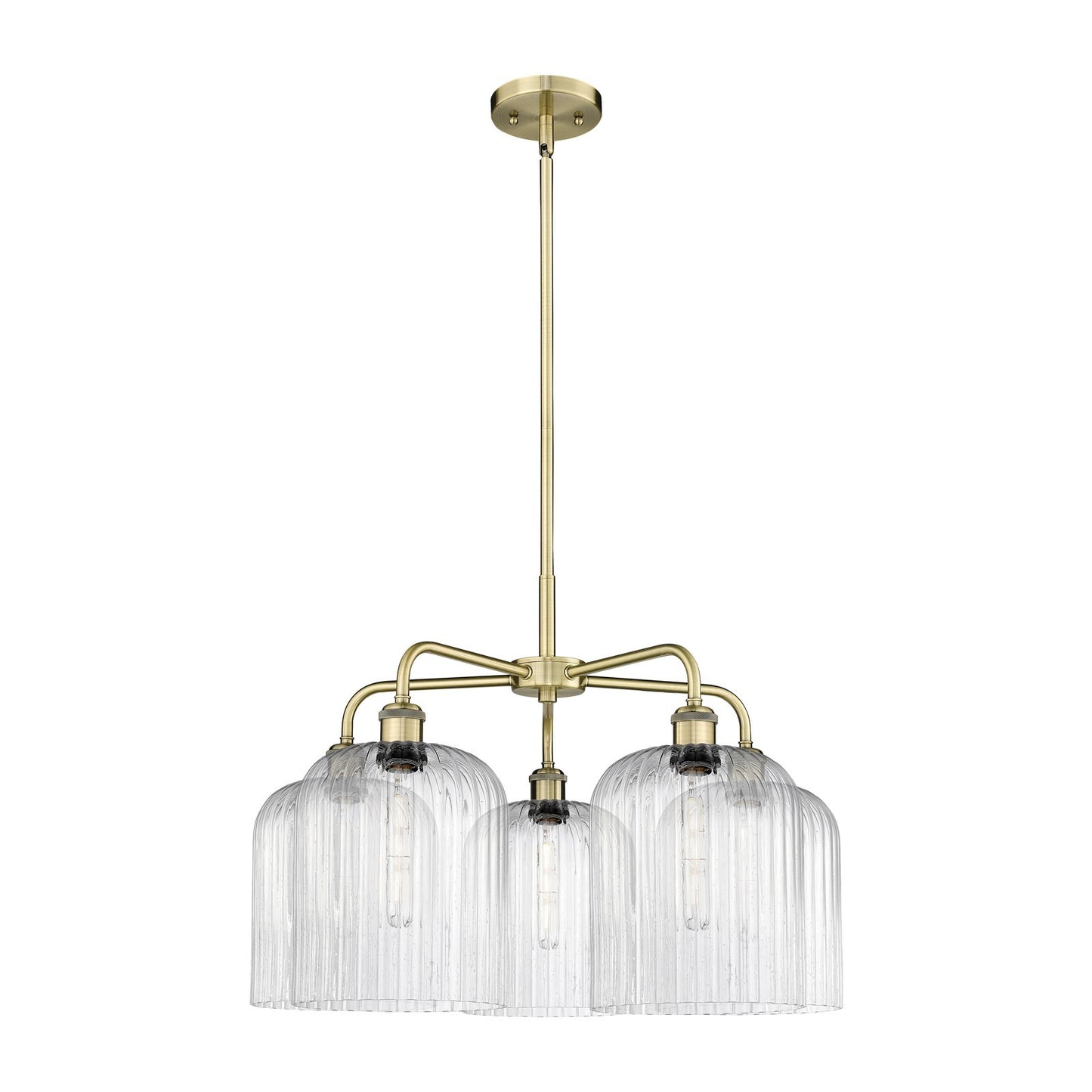 Innovations Bridal Veil 23in 5-Light Chandelier | Art Nouveau Antique Brass and Seedy Glass | Dining Room & Living Room | 23 | Model 516-5CR-AB-G559-8SDY