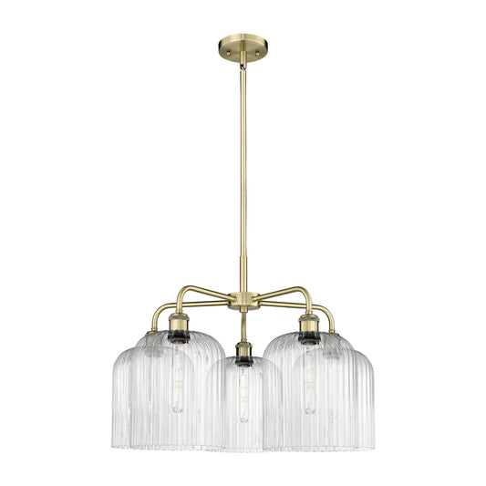 Innovations Bridal Veil 23in 5-Light Chandelier | Art Nouveau Antique Brass and Seedy Glass | Dining Room & Living Room | 23 | Model 516-5CR-AB-G559-8SDY