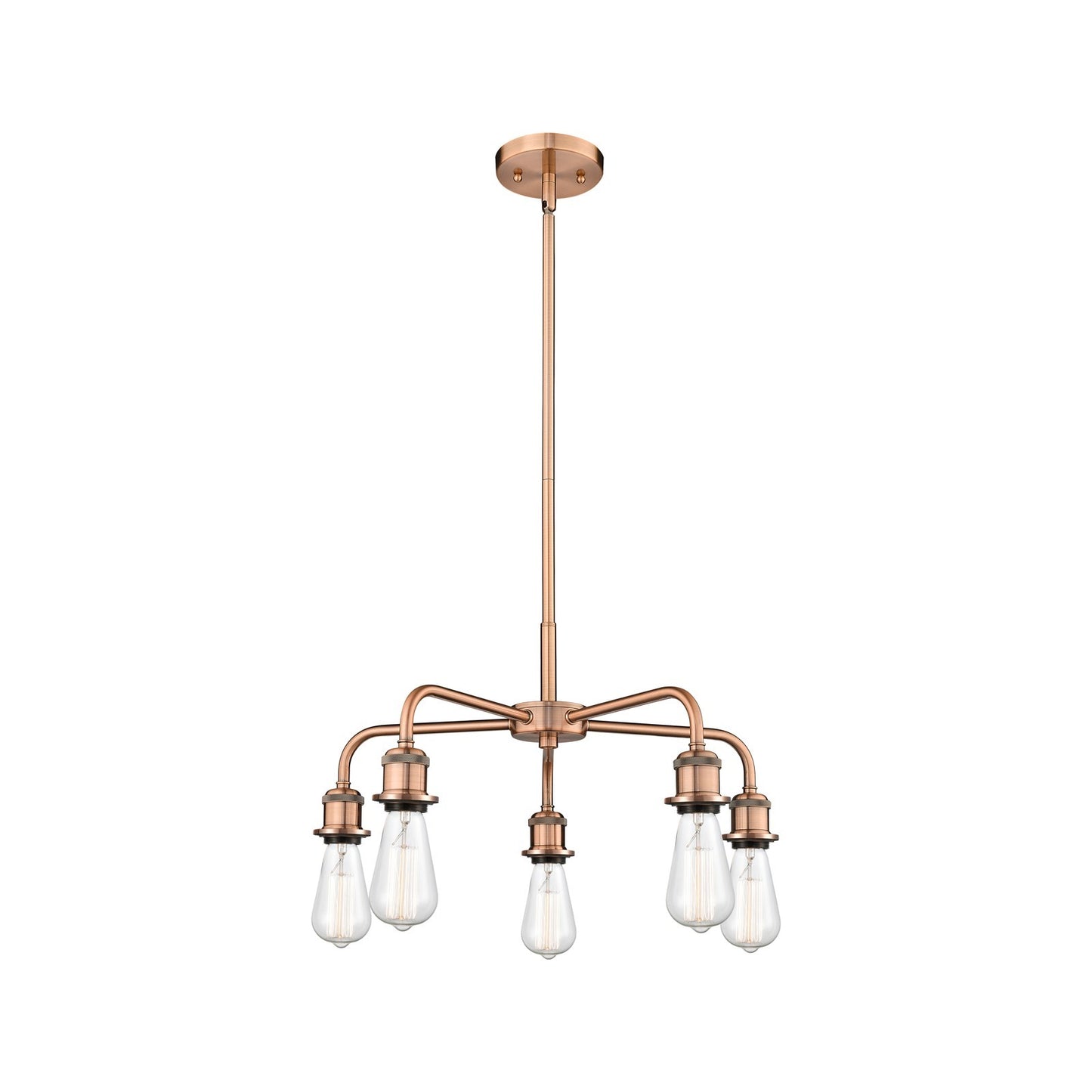 Innovations Ballston 18in 5-Light Chandelier | Industrial Antique Copper Steel and Cast Brass | Damp Rated Kitchen & Dining Room | 18 x | Model 516-5CR-AC