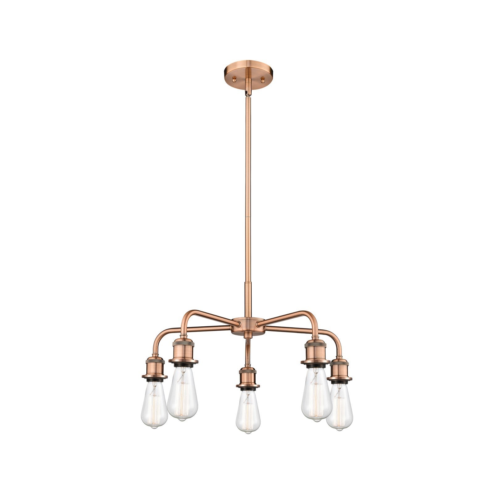 Innovations Ballston 18in 5-Light Chandelier | Industrial Antique Copper Steel and Cast Brass | Damp Rated Kitchen & Dining Room | 18 x | Model 516-5CR-AC