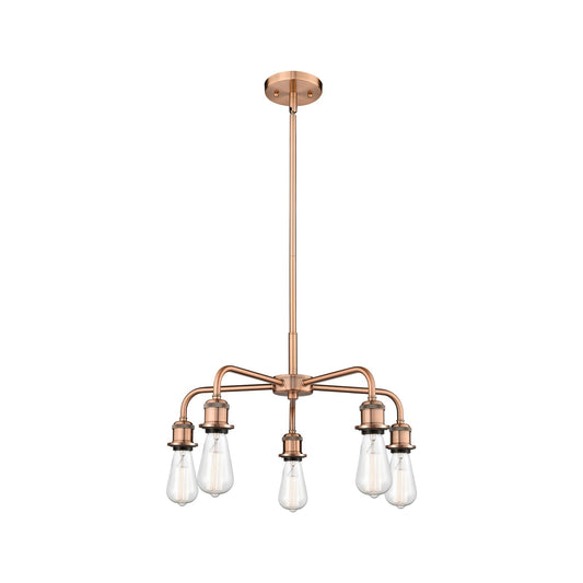 Innovations Ballston 18in 5-Light Chandelier | Industrial Antique Copper Steel and Cast Brass | Damp Rated Kitchen & Dining Room | 18 x | Model 516-5CR-AC