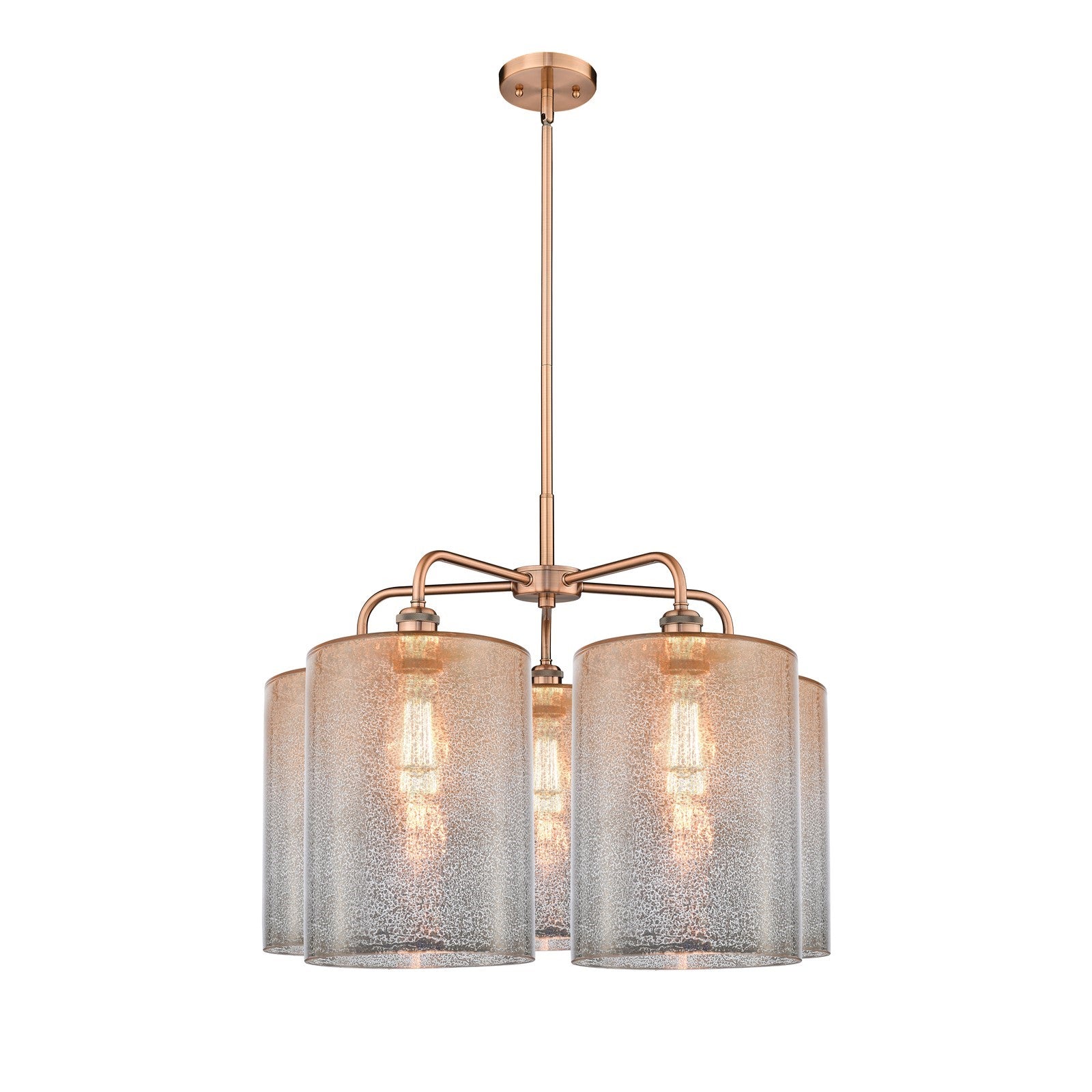 Innovations Cobbleskill 28in 5-Light Chandelier | Industrial Antique Copper and Mercury Glass | Dining Room & Living Room | 27.5 | Model 516-5CR-AC-G116-L