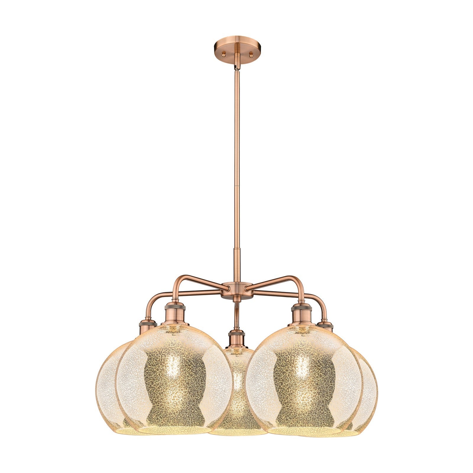 Innovations Athens 28in 5-Light Chandelier | Industrial Antique Copper and Mercury Glass | Dining Room & Living Room | 28 x 28 | Model 516-5CR-AC-G128-10