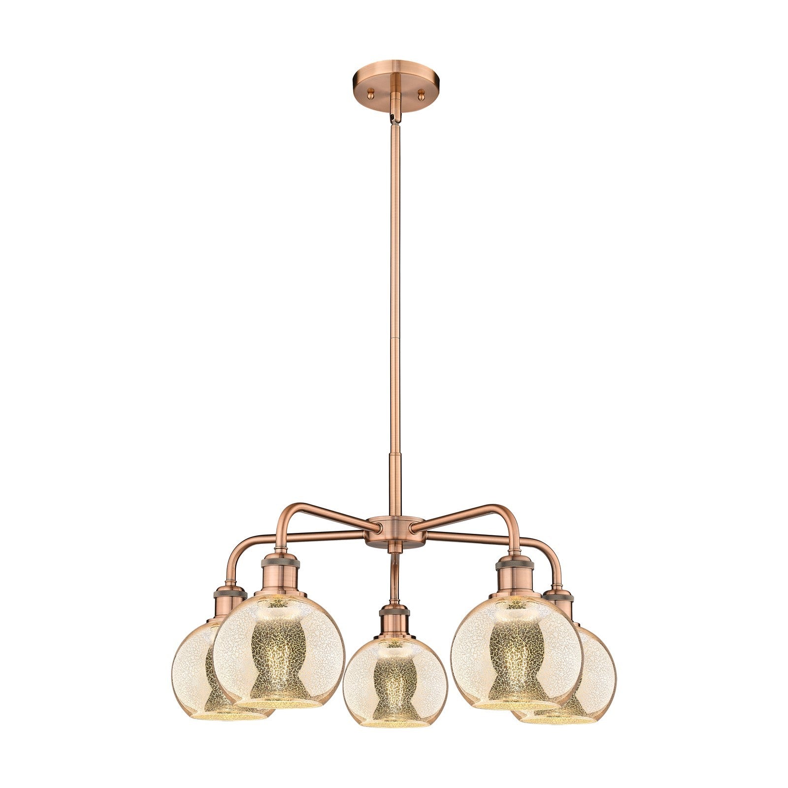 Innovations Athens 24in 5-Light Chandelier | Industrial Antique Copper and Mercury Glass | Living Room & Dining Room | 23.88 x | Model 516-5CR-AC-G128-6