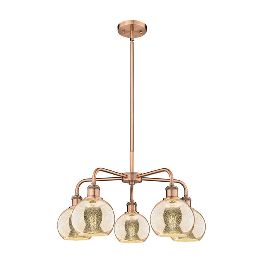 Innovations Athens 24in 5-Light Chandelier | Industrial Antique Copper and Mercury Glass | Living Room & Dining Room | 23.88 x | Model 516-5CR-AC-G128-6