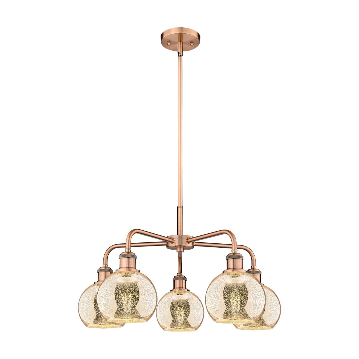 Innovations Athens 24in 5-Light Chandelier | Industrial Antique Copper and Mercury Glass | Living Room & Dining Room | 23.88 x | Model 516-5CR-AC-G128-6