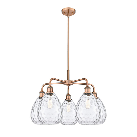 Innovations Waverly 26in 5-Light Chandelier | Industrial Antique Copper and Clear Glass | Dining Room & Living Room | 26 x 26 x | Model 516-5CR-AC-G372